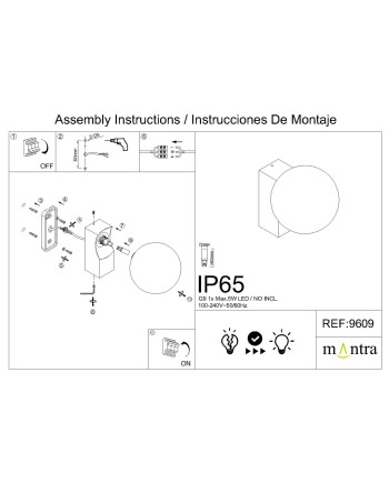 INTERLAKEN * APLIQUE IP65 G9 NEGRO